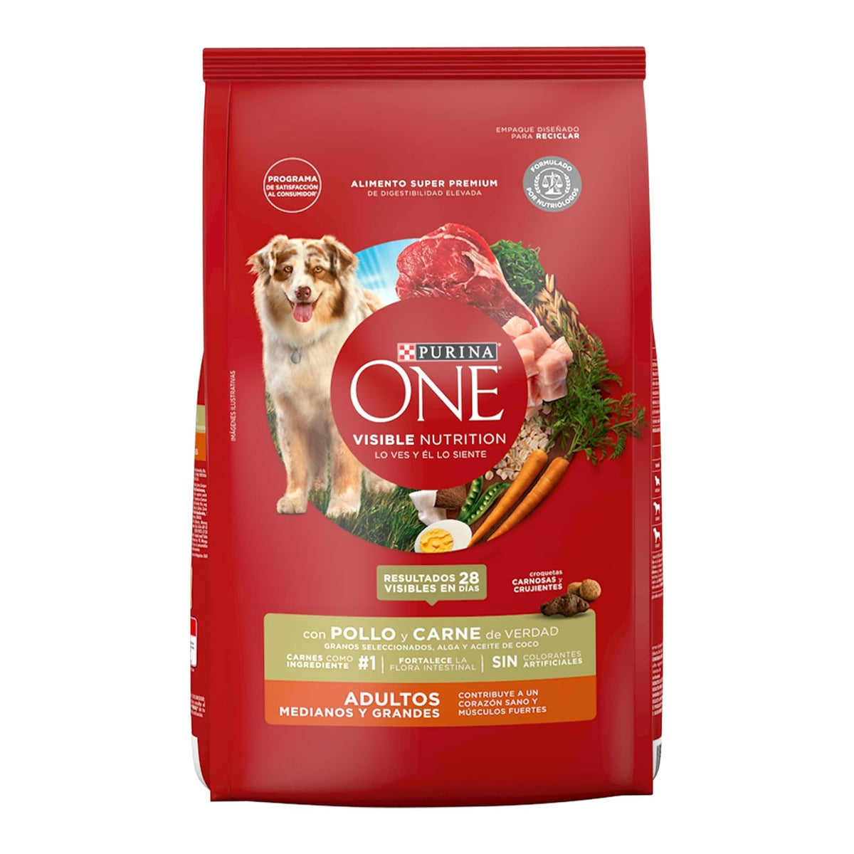 Purina One Adulto Raza Mediana y Grande Sabor Pollo y Carne 7Kg