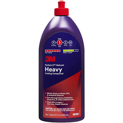 3M Perfect-It Compuesto de Corte Pesado para Gelcoat Blanco 946 ml, 36102 | Removedor de oxidación marina de corte rápido para superficies de gelcoat de barco y RV