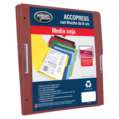 Wilson Jones/Carpeta Accopress Folder con Broche de 8 cm. 300 Hojas. Caoba 90 pzas. Carta. P4555