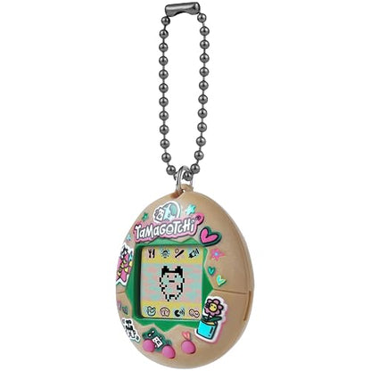 TAMAGOTCHI - Mascota Virtual Original Celebration Egg, Tonos Tierra | Earth Tones coleccionable, minijuego adivinanza, múltiples evoluciones adultas, cadena llavero, batería CR2032, 8+ años
