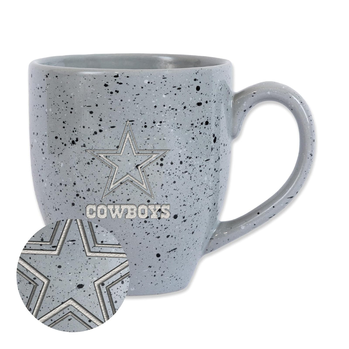 Rico Industries Taza de Cerámica NFL Grabada con Láser 16 oz - Dallas Cowboys Grey - Una talla - Gris