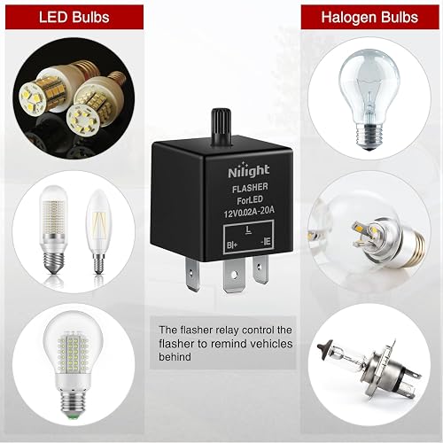 Nilight Relé Intermitente CF13 JL-02 | 3 pines ajustable, 12 V, 150 W, fija señal giro, advertencia peligro, 4 piezas, flash hiperparpadeo