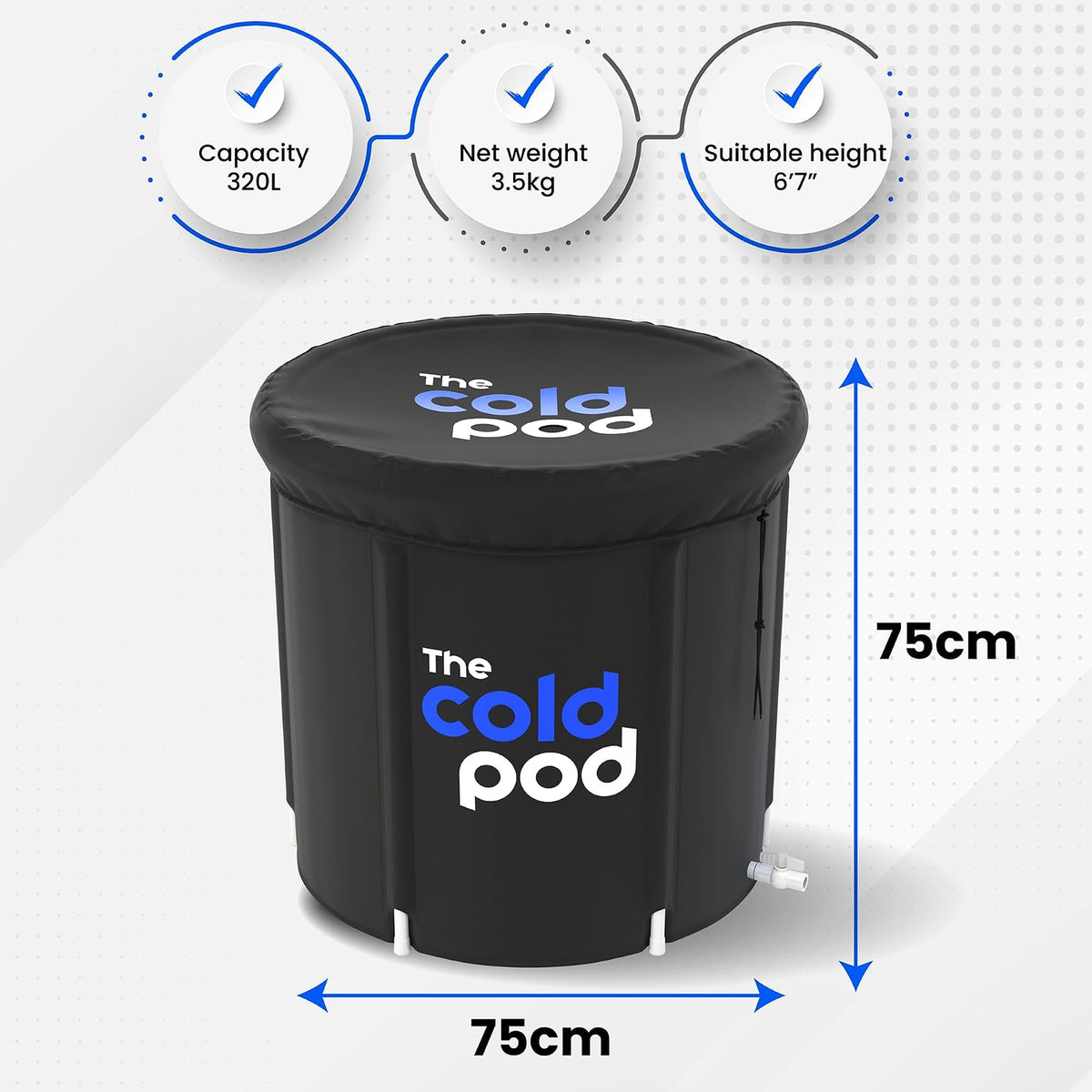 The Cold Pod - tina de hielo para atletas con funda: tina de inmersión fría de 88 galones para recuperación, piscina de baño de hielo portátil de múltiples capas