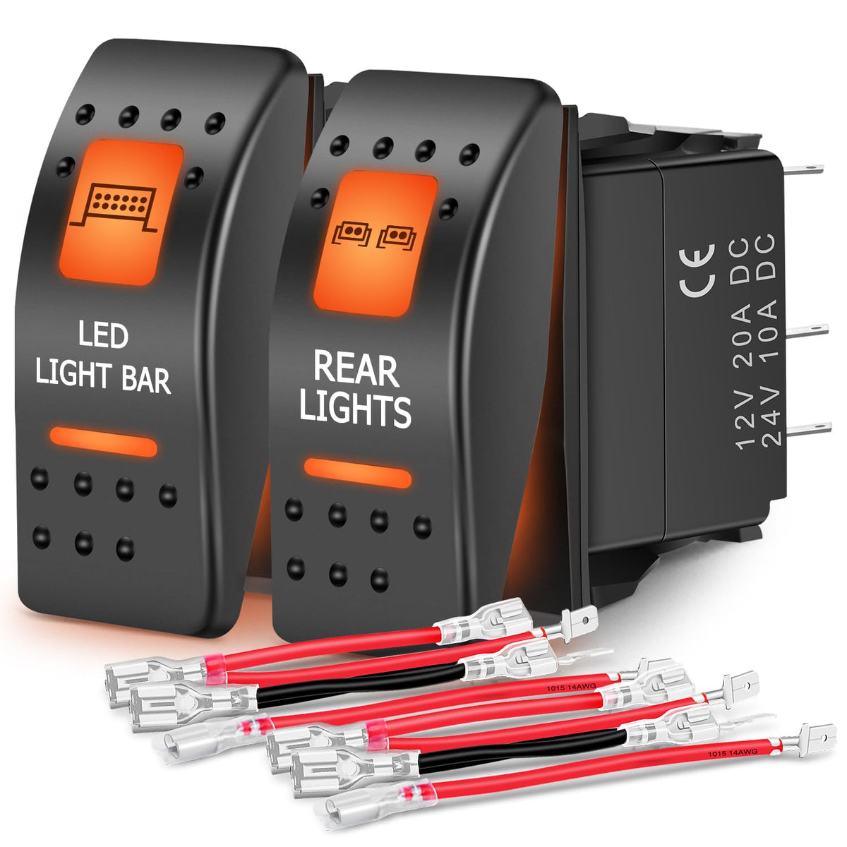 Nilight Interruptor Basculante 5 Pines para UTV, Retroiluminado - LED LIGHT+REAR LIGHT