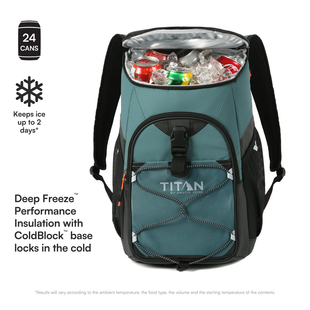 Titan by Arctic Zone - Mochila enfriadora, Bolsa aislada de Lado Suave con Forro a Prueba de Fugas y Correas Acolchadas, para Almuerzo, Picnic y Viajes, Capacidad de 24 latas