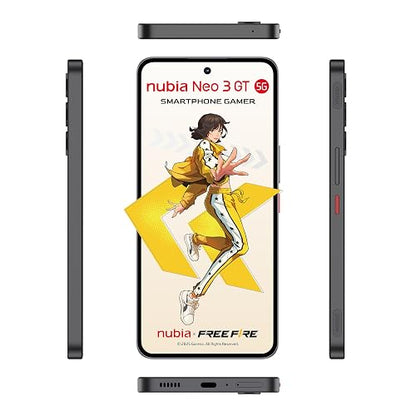 nubia Smartphone Neo 3 GT 5G Amarillo 6.7” 120Hz, 50MP+2MP, 256GB+20 GB RAM(8GB + 12GB Dinámica), Batería 6000mAh, Android 15