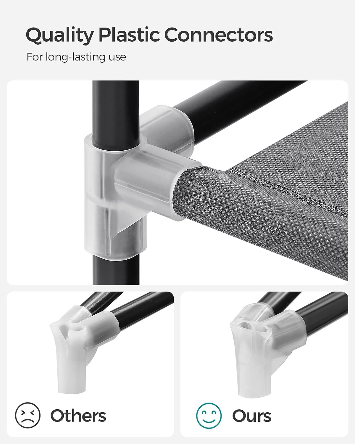 SONGMICS - Organizador portátil para clóset con Cubierta, 4 Varillas y estantes, 4 Bolsillos Laterales, 66.9 x 17.7 x 65.7 Pulgadas, Gran Capacidad para recámara, Sala de Estar, Gris URYG094G02