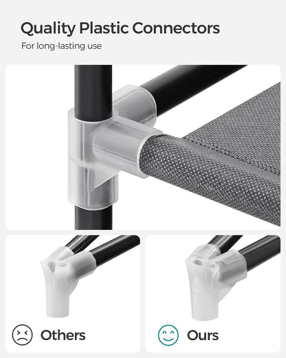 SONGMICS - Organizador portátil para clóset con Cubierta, 4 Varillas y estantes, 4 Bolsillos Laterales, 66.9 x 17.7 x 65.7 Pulgadas, Gran Capacidad para recámara, Sala de Estar, Gris URYG094G02