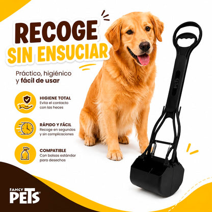 Fancy Pets Recogedor de Heces para Perros Talla GDE, Ligero, Práctico y Ergonómico, Compatible con Bolsas Desechables, Fácil de Usar y Transportar