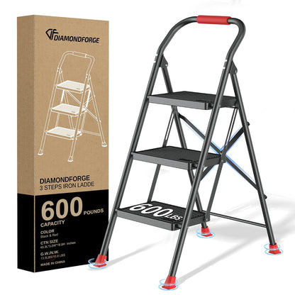 DIAMONDFORGE Escalera de 3 escalones 600 Libras Rojo