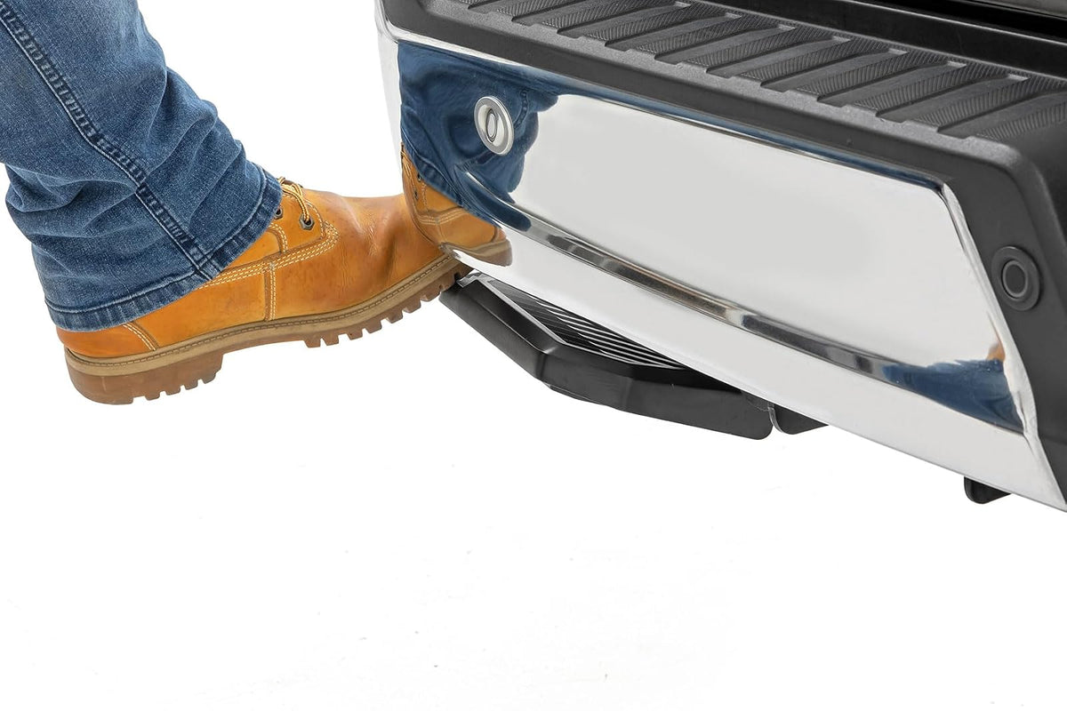 Rough Country Escalón de Cama Retráctil Manual Ford F-150/Lightning | 2021-2025, Aluminio Antideslizante 6 Pulgadas, Capacidad 350 Libras, Fácil Instalación