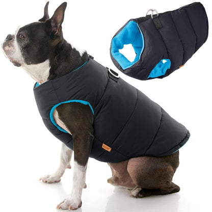 Gooby Chaleco Acolchado con Cierre para Perro - Medium chest (~18.5") - Negro Sólido