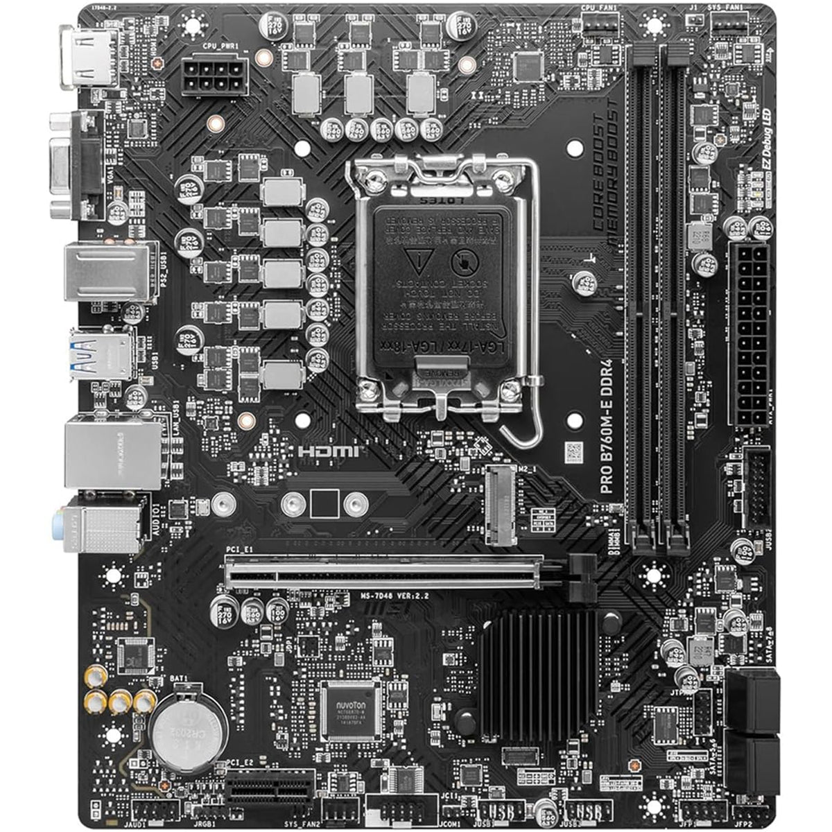 MSI Tarjeta Madre Pro B760M-E DDR4 LGA 1700 2X DDR4 1x M.2 PCIe 4.0 Micro ATX