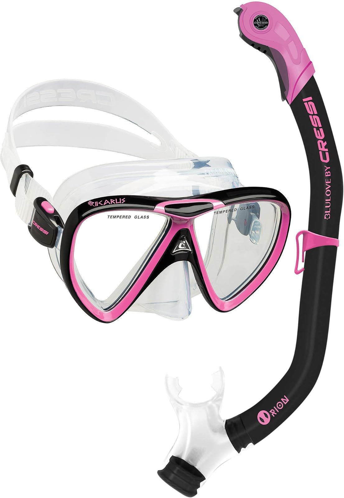 Cressi Ikarus & Orion Kit de Snorkel para Adultos - Negro - Rosa