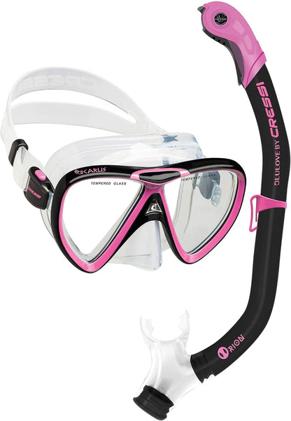 Cressi Ikarus & Orion Kit de Snorkel para Adultos - Negro - Rosa