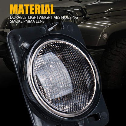 Xprite Luces para Loderas Cuartos Laterales LED Ambar Amarillo con lente Ahumado para 2007-2017 Jeep Wrangler