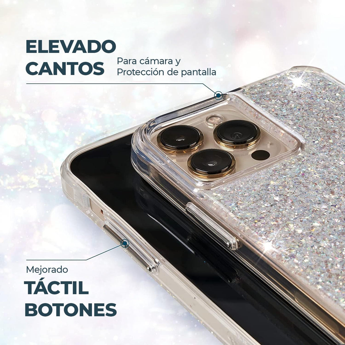 Case-Mate - Twinkle - Funda para iPhone 13 Pro MAX - Elementos Reflectantes de lámina - Protección contra caídas de 10 pies - 6.7 Pulgadas - Stardust