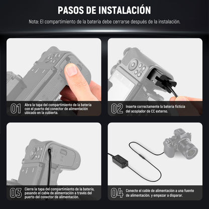 NEEWER Kit Acoplador Batería Ficticia Repuesto EN-EL25, Kit Cargador Cámara con Acoplador CC y Adaptador AC y Enchufe US, Adaptador de Alimentación CA Compatible con Cámaras Nikon Z50 Z FC Z30, EP-5G