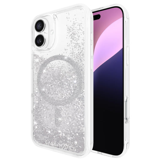 Case-Mate - Funda para iPhone 16 Plus [Compatible con MagSafe] - Funda para teléfono con Purpurina líquida Brillante con protección contra caídas de 12 pies, Cubierta magnética Premium para iPhone 16