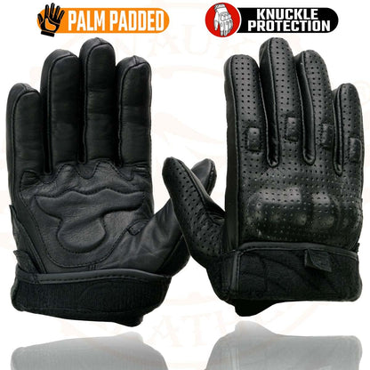 Milwaukee - Guantes cortos de piel perforados para hombre, Negro, Mediano