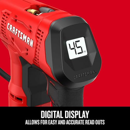 Craftsman Inflador de Neumáticos Inalámbrico V20, hasta 150 PSI, Medidor de Presión Digital, Solo Herramienta (CMCE521B)