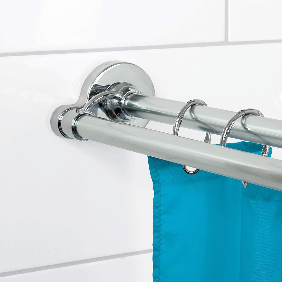 Zenna Home 36602SS, Varilla doble de aluminio para cortina de baño, anticorrosiva, aluminio doble tensión cortina de ducha, de 1.11 m a 1.82 m, cromado