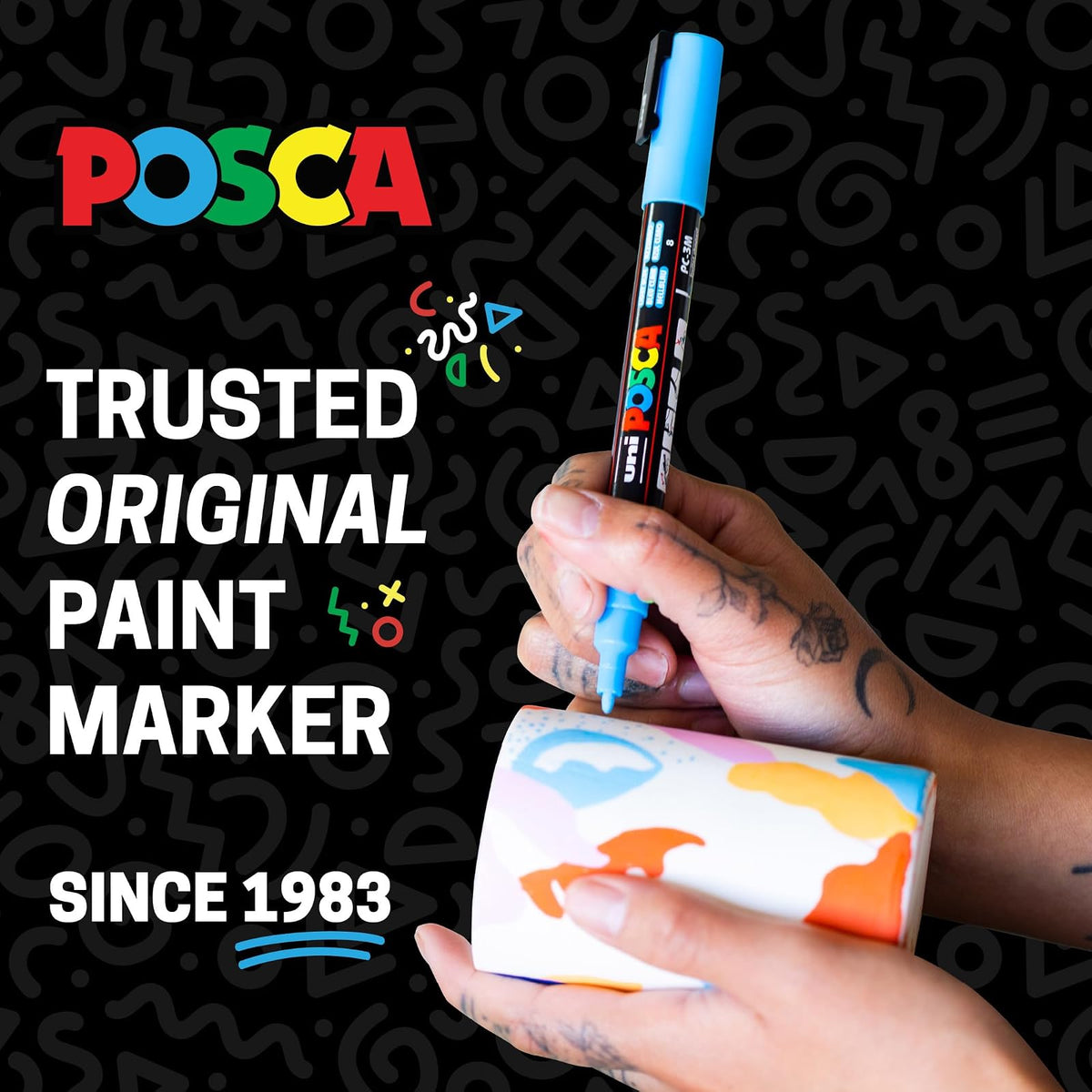 POSCA® PC-5BR - Marcadores de pintura con punta de pincel, juego de 8 | Tamaño de la punta: 1.0-4.0 mm, bolígrafos opacos a base de agua para letras, caligrafía, colorear, manualidades y proyectos