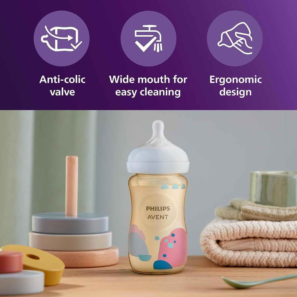 Philips Avent SCY943/02 - Biberón natural con pezón de respuesta natural, 9 onzas, 2 unidades