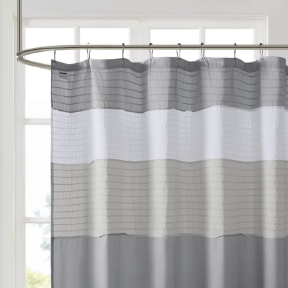 Comfort Spaces Windsor - Cortinas de baño de Tela de Microfibra Moderna y Elegante, diseño de Volantes, 72 x 72 Pulgadas, Color Gris