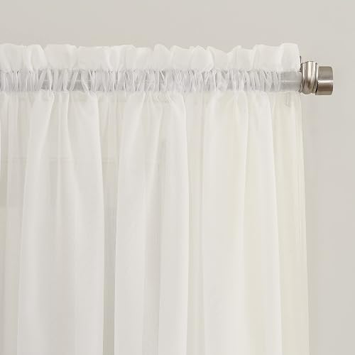 No. 918 Erica Panel de Cortina de Gasa traslúcida con Bolsillo para cortinero, Erica, Eggshell Off-White, 51" x 24" Ascot Valance, 1