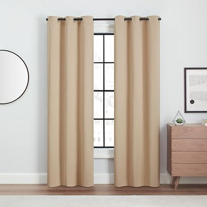 Eclipse Andover - Cortinas Opacas térmicas con Ojales para recámara (2 Paneles), 42 x 84 Pulgadas, Color Beige