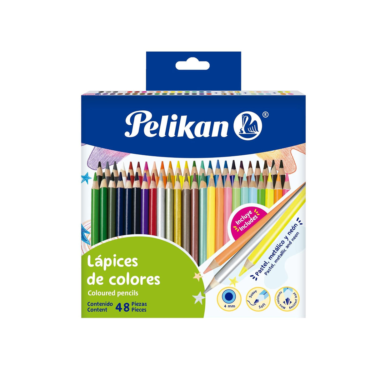 Pelikan Lápices de Colores Rendondos Surtidos con 48 Piezas