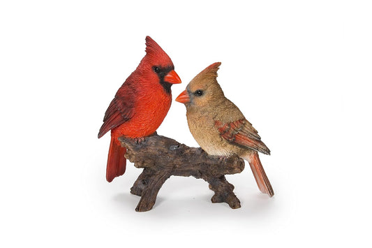 Hi-Line Gift Ltd. Estatua de jardín de Pareja Cardenal en tocón