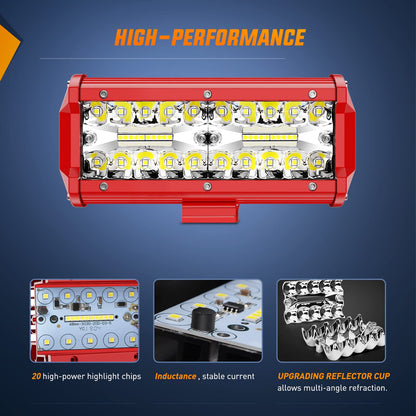 Nilight - Barra de luz LED de 6.5 pulgadas de triple fila de luces combinadas con kit de cableado para conducción de niebla, iluminación de trabajo en todoterreno, camión, SUV, ATV UTV