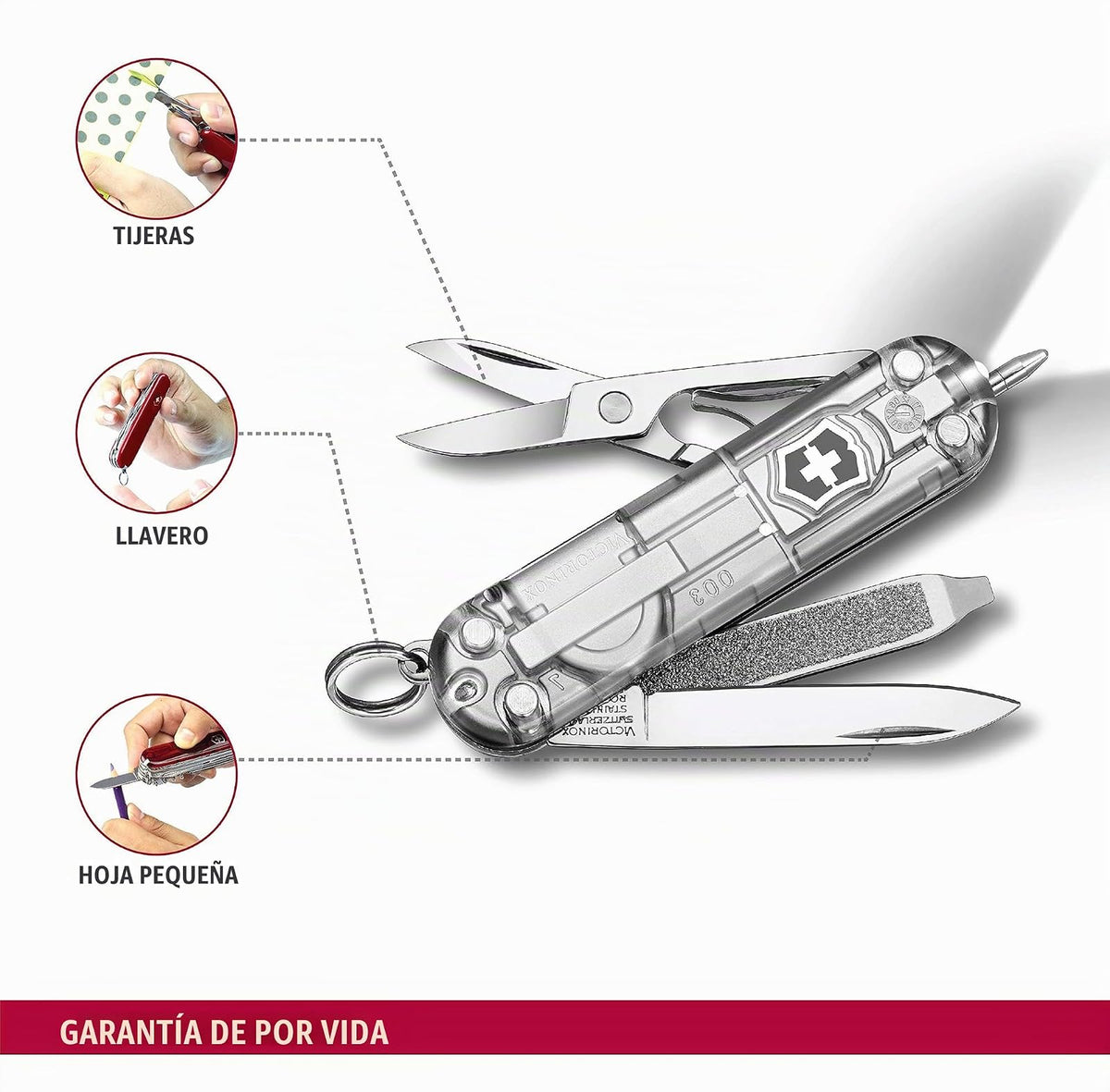 Victorinox Navaja Signature Lite, Plata Transparente, 7 Usos