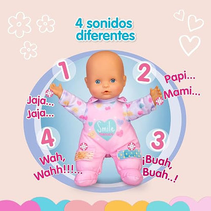Nenuco Tiritas, Cuerpo Blandito de 25 cm, Muñeco con Sonidos de Bebé, Dice Papá y Mamá, Llora y se Ríe, Tiritas de Quita y Pon, Juguete para Niños Desde 10 Meses, Famosa
