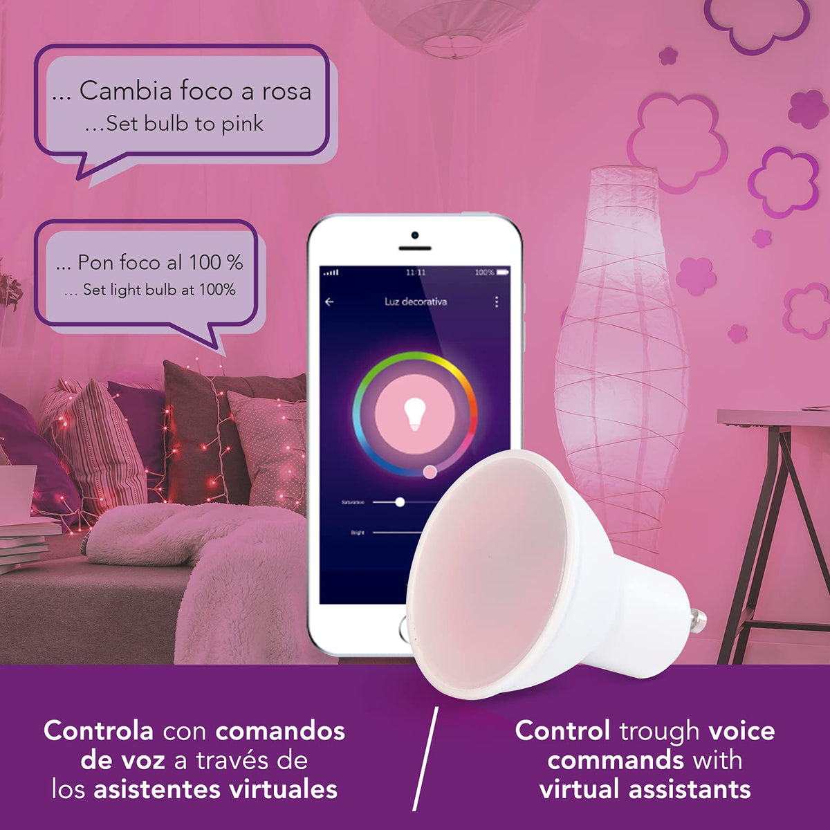 Lloyd's Foco Inteligente GU10 RGB Luz Cálida y Fría Compatible con Alexa