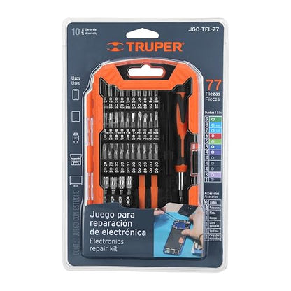 Truper JGO-TEL-77, Juego p/reparación de celulares y disp. electrónicos,77 pzas