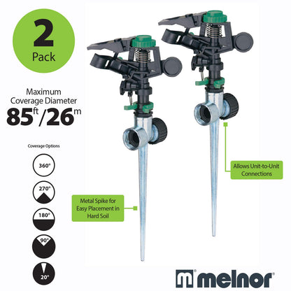 Melnor 65176AMZ Aspersor pulsante Doble Paquete con Espiga de Metal