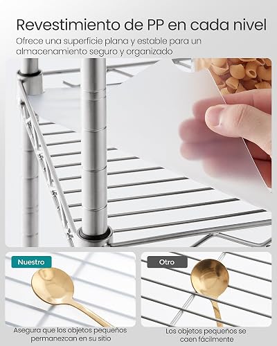 SONGMICS Estantería de Baño de Metal, Carga 20 kg por Nivel, Gris y Blanco | Organizador con 5 Hojas de PP, 30 x 30 x 121 cm, Diseño Expandible, Colección DALTEN MLGR023S01