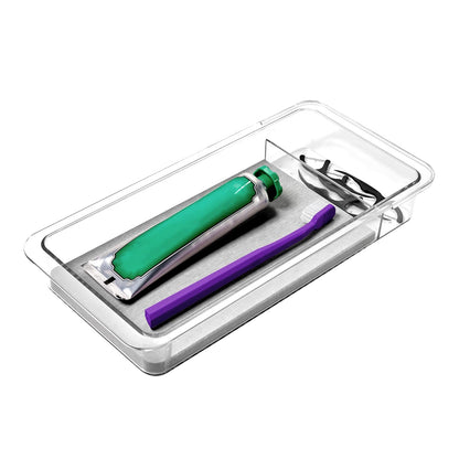 madesmart Organizador de cajones con Bandeja Dental con Piedra de Secado, Organizador de plástico Transparente para Cepillo para Polvo de Dientes, Hilo Dental, Hilo Dental para Agua, Enjuague bucal