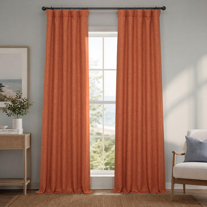 Half Price Drapes Cortina de Lino Sintético, Panel Individual - 127An x 243.8Al cm (1 Paneles) - Naranja desierto