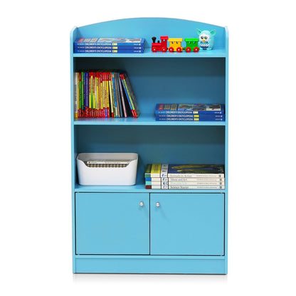 Furinno Lova Estantería con clóset de Almacenamiento, 2 estantes con Puertas, Azul Claro