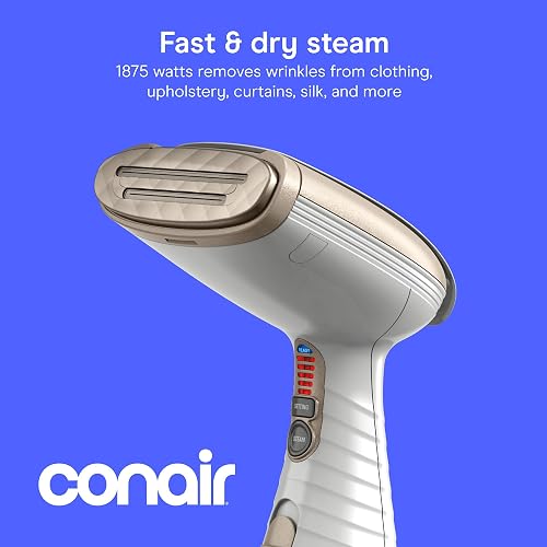 Conair Vaporizador de Ropa de Mano para Ropa, Turbo ExtremeSteam 1875W, diseño portátil de Mano, Fuerte Vapor penetrante