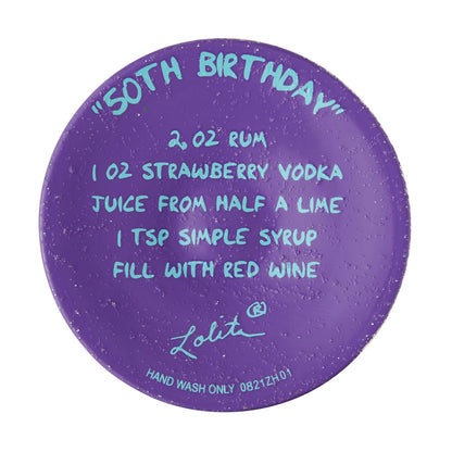 Enesco Designs by Lolita Happy 50th Birthday - Copa de vino artesanal pintada a mano, 15 onzas, multicolor