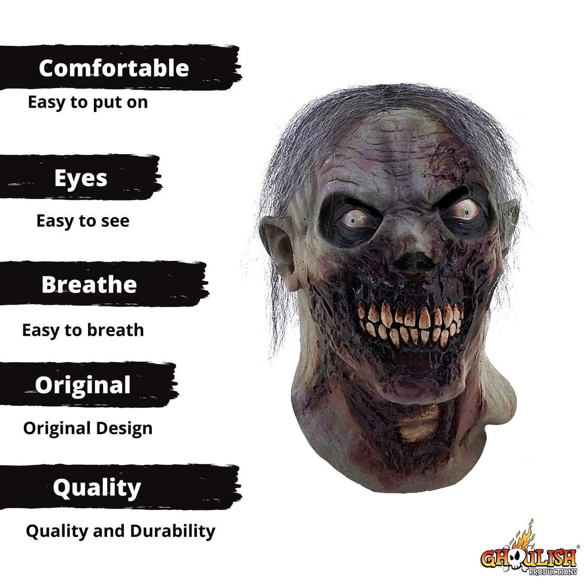 Furious Walker, Máscara de Látex de Terror de Zombie de Apocalipsis Ideal para Halloween y Fiestas de Disfraces