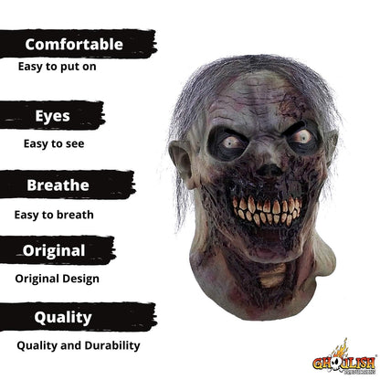 Furious Walker, Máscara de Látex de Terror de Zombie de Apocalipsis Ideal para Halloween y Fiestas de Disfraces
