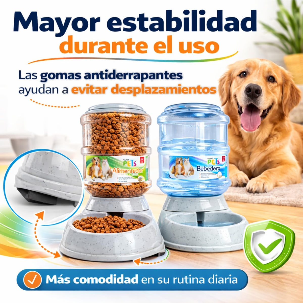 Fancy Pets Kit Alimentador y Bebedero Automático para Perro por Gravedad 2.3 kg Croquetas + 3.8 L Agua Comedero y Dispensador Antiderrapante