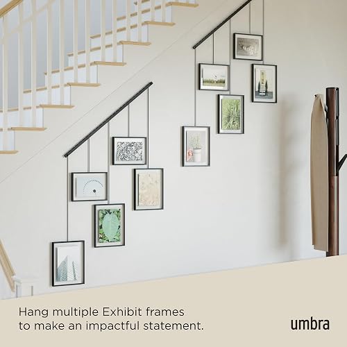 Umbra Exhibit Set de 5 Portarretratos Colgantes y Ajustables para Pared (2 de 10x15 y 3 de 13x18 cm), Negro
