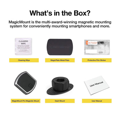 SCOSCHE MWSM2PK-UB MagicMount™ Soporte Universal magnético para Celular/navegador GPS de Ventosa de succión para Auto, casa u Oficina, 2 por Paquete, Base para el Tablero, Negro/Plateado